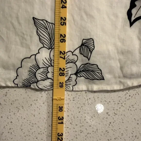 John Paul Richard 100% Linen Floral Skirt Black White Midi 8 Boho Cottage Chic - Picture 7 of 7